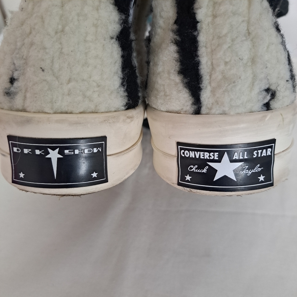Rick Owens DRKSHDW TURBODRK chuck 70s high zebra sneaker 7 - Picture 11 of 12